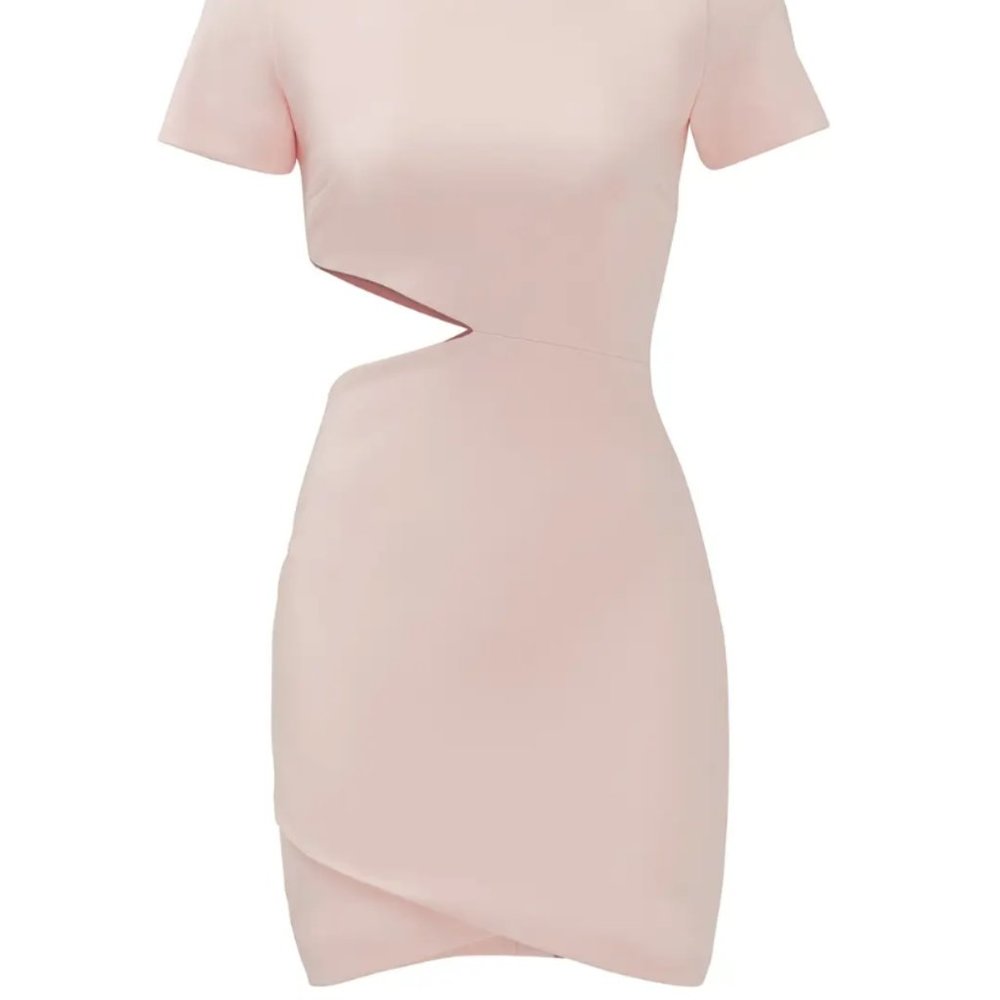 Elizabeth and James Pink Blush Aiala Dress Size 4 Side Cutout Crew Sheath